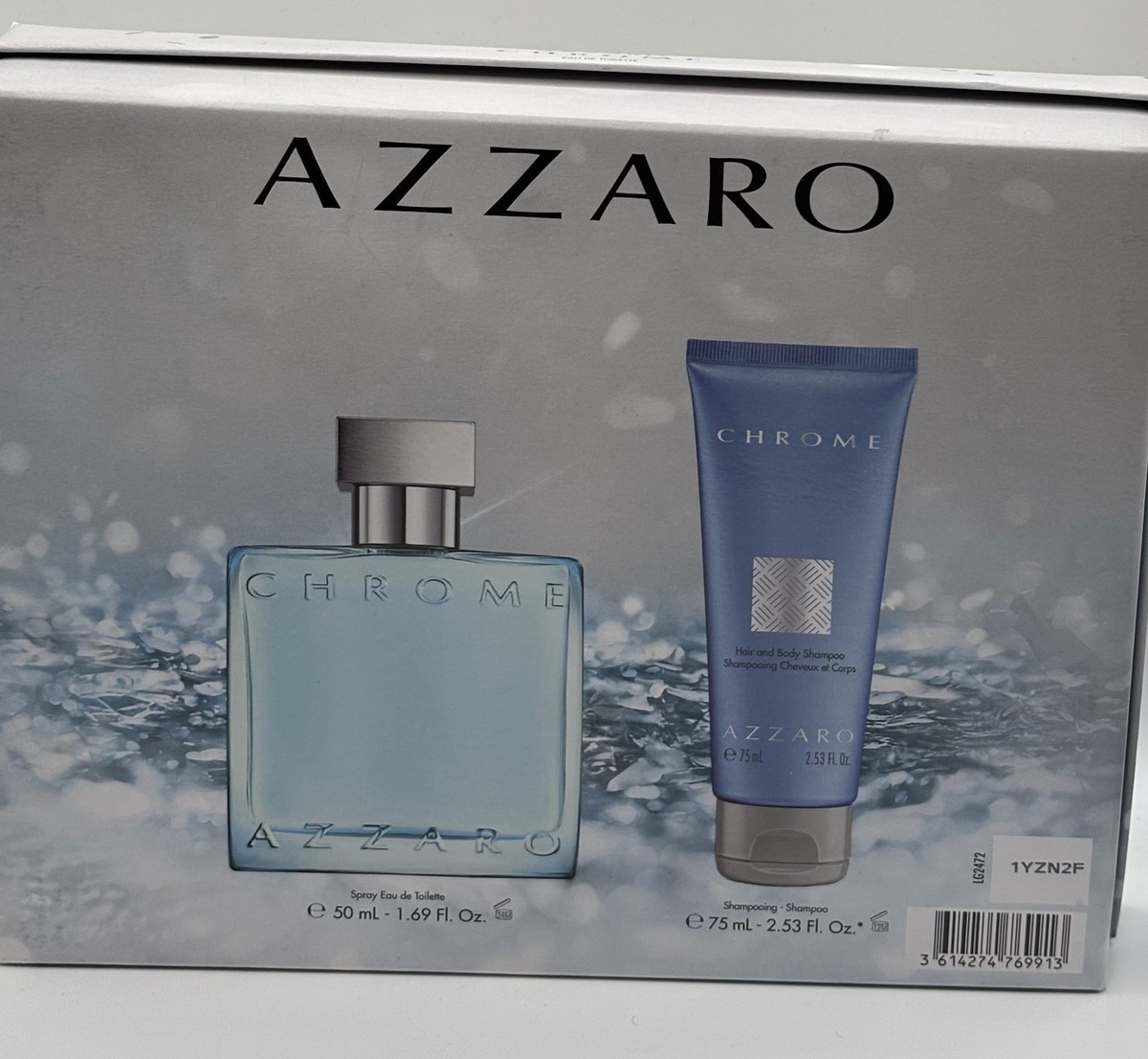 Azzaro Chrome 2 Pc Gift Set EDT 50ml Spray + 75ml Body Shampoo Men