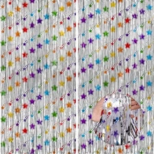 KatchOn, Star Silver Foil Fringe Curtains – Pack of 2 | Silver Star Fringe