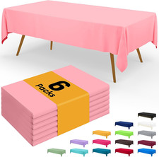 Disposable Table Cloth - 6 Pack, 54 x 108 Inch Waterproof Rectangle Tablecloths