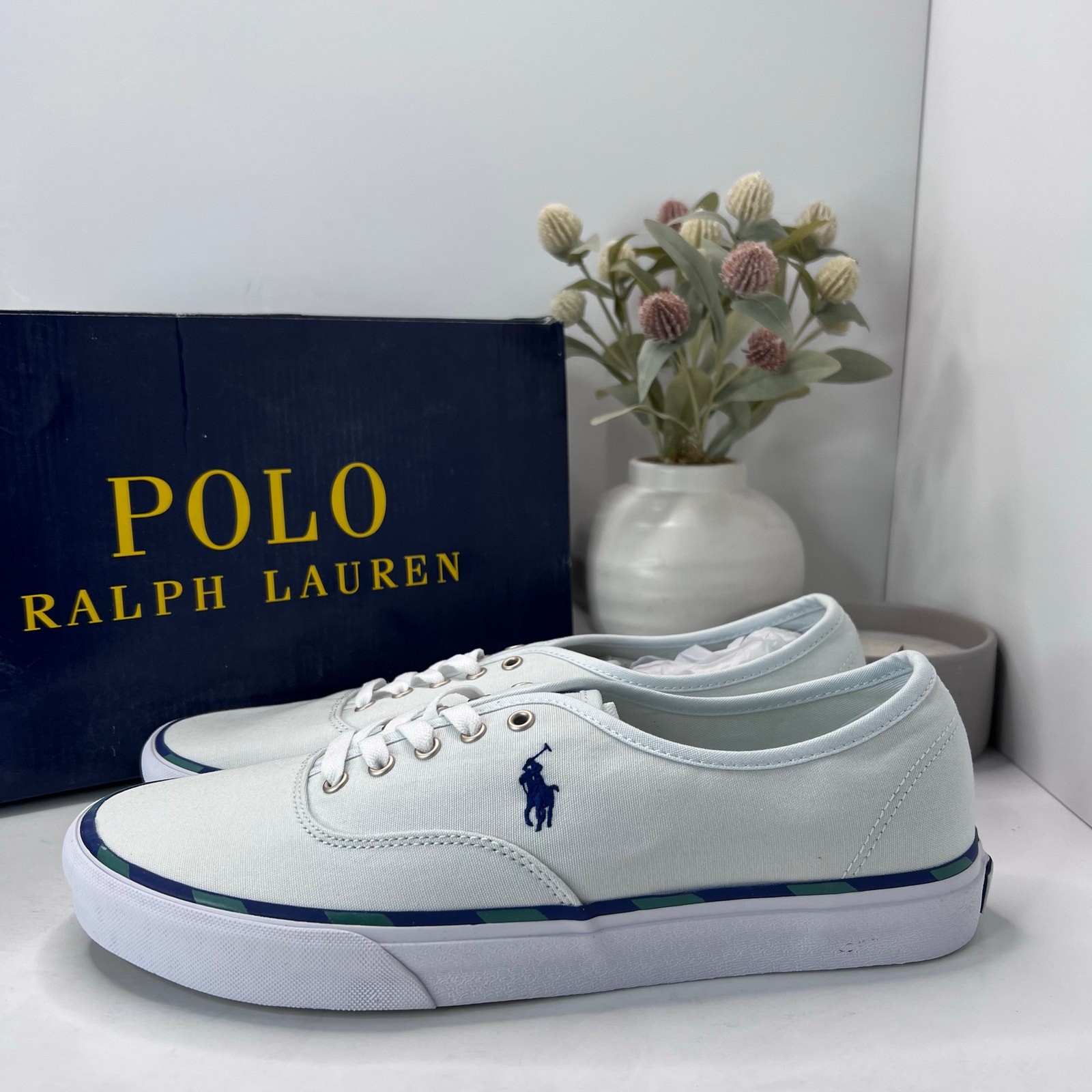 Polo Ralph Lauren Keaton Pony sneaker casual bassa in tela blu uomo 11 D nuova con scatola