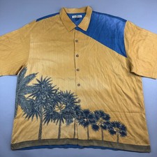 Tommy Bahama Mens XL Gold Palm Tree Ahola Hawaiian Tropical 100 Silk Shirt