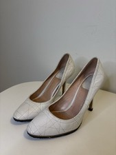 Authentic Vintage Dior White Carnage Quilted Leather Pumps, Size 36