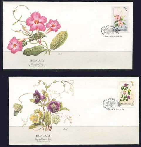 Hungary: 1991 Flowering Vines Audubon Society First Day Covers