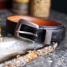 Vintage Onyx Buckle Leather Belt 134cm Used