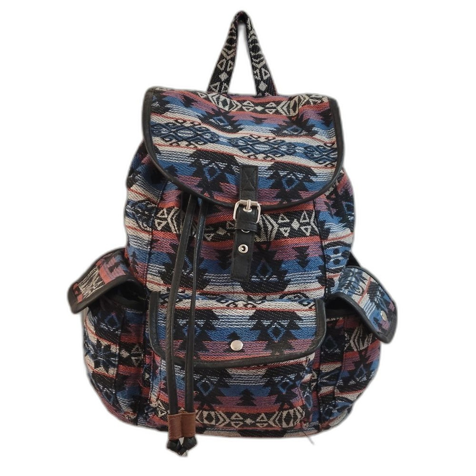 Colorful Aztec Patterned Canvas Backpack - image 11