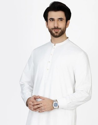 Junaid Jamshed Herren Off White Smart Fit Shalwar Kameez Größe M/ Medium Eid Wear