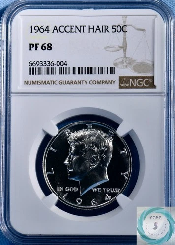 1964 Kennedy Half Dollar NGC PF 68 Accent Hair - Near Perfect Beauty!!!