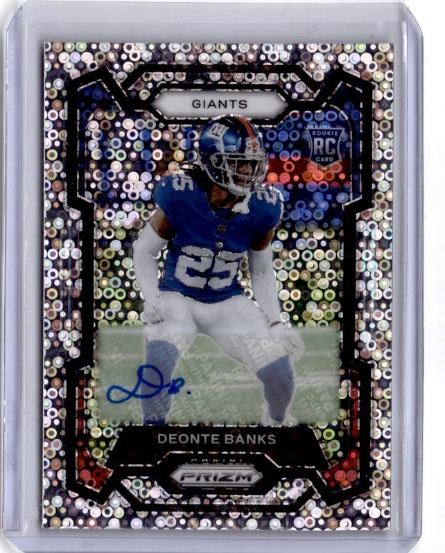 2023 Panini Prizm #376 Deonte Banks Rookie Autographs Prizm No Huddle