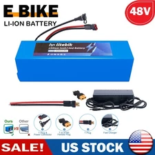 48v Lithium Lifepo4 Ebike Battery Pack for 200-1000W Electric Bike Motor 30A BMS
