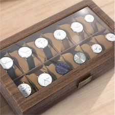 12 Slots Wrist Wooden Watch Box Display Case Organizer Jewelry Storage NEW