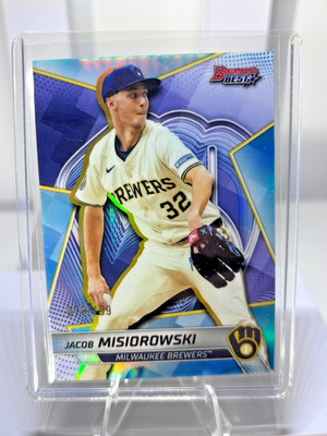 2025 Bowman's Best Jacob Misiorowski TP-12 Aqua Lava Refractor 070/199 Brewers