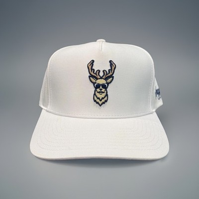 Waggle Kentucky Buck Hat Cap Snap Back Mens One Size White Golf Deer Embroidered