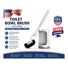 Toilet Bowl Brush Holder Set: Curved Design with Holder for Deep Cleaning under