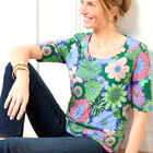 NEW TALBOTS TEE SZ M SCOOP NECK GRAPHIC FLORAL PRINT STRETCH COTTON NWT $59