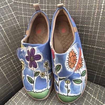 UIN KID'S CASUAL SLIP-ON CANVAS LOAFERS YOUTH SIZE 3  FLOWER FIELD IN MY EYES 
