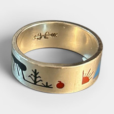 Sterling Silver Engraved Nature Band Ring siz...