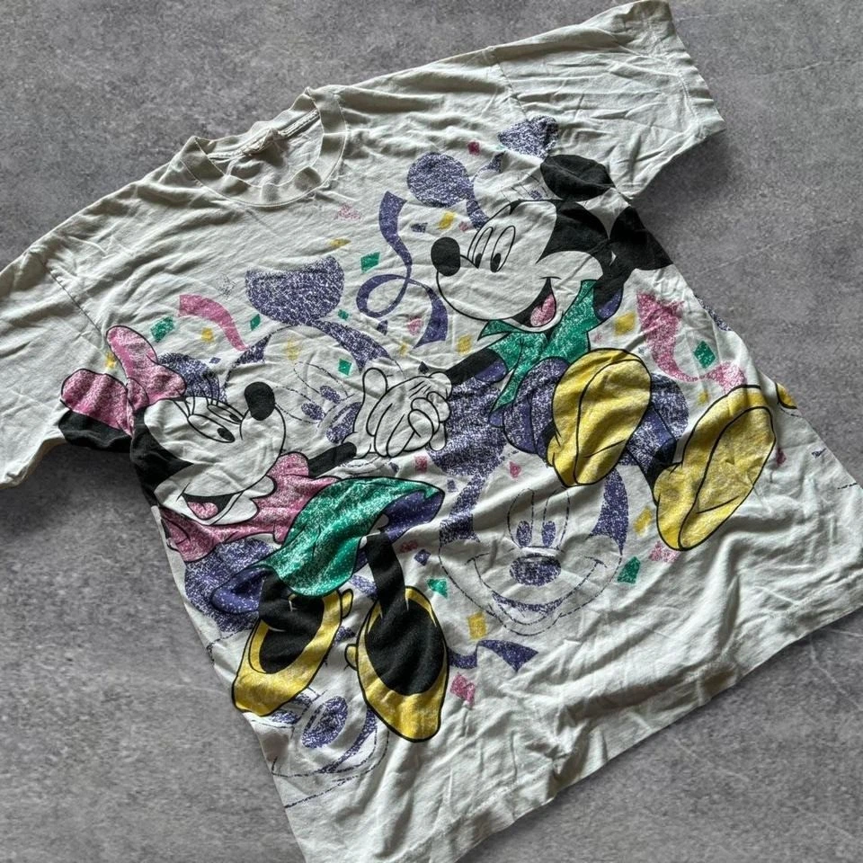 Vintage 90's essential Mickey and Minnie Mouse aop single stitch tee size XL! - Image 3 of 4