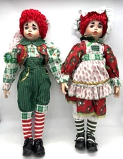 VTG PARADISE GALLERIES Rag Time Christmas Molly & Matthew Large Dolls 20"