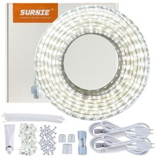 50ft LED Rope Lights Outdoor Waterproof 110V, Flexible, Cuttable, 6000K, Pati...