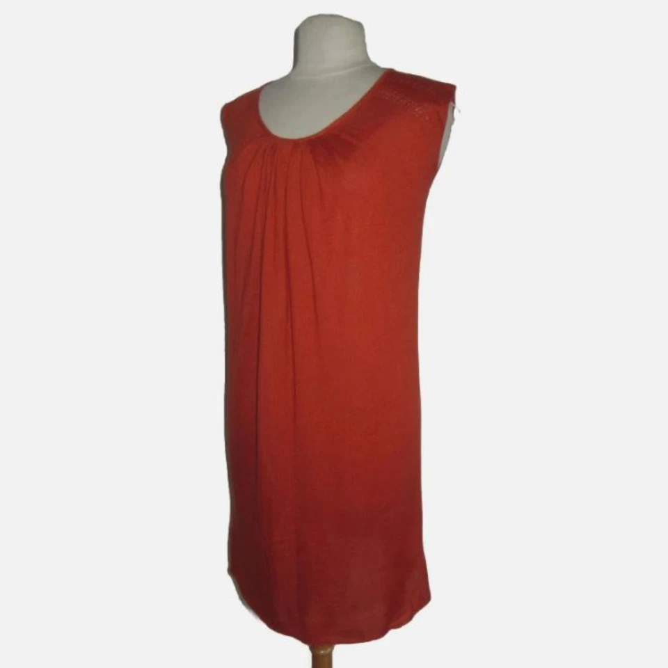 Andrew GN Orange Dress 12 Burnt Orange Cashmere Silk Sleeveless Made in Italy - Image 4 of 4