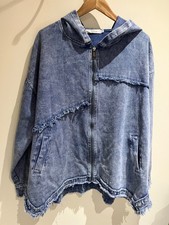 Lavish Fashion Jacket Size 24-26 Blue Denim Long Sleeve Hooded Casual