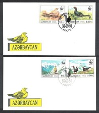 Azerbaijan Birds WWF Caucasian Black Grouse FDCs 2v 1994 SG#178-181