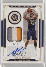2020-21 Panini National Treasures Game Gear Prime 14/25 Myles Turner Auto 16zo
