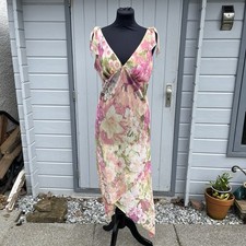 Vintage Y2K Marks & Spencer Pink Floral Sheer Slip Dress UK Size 12