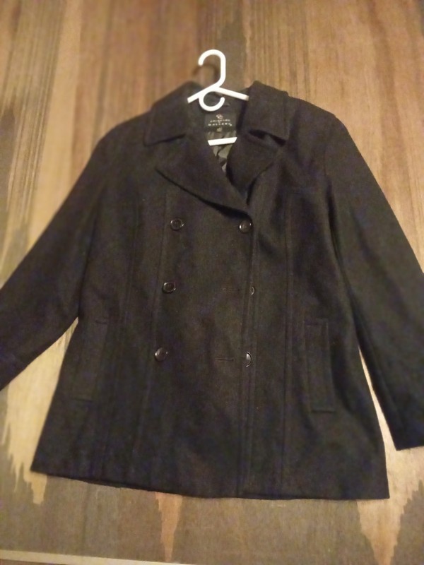 Collections By Gallery Women’s L Black Wool Blend Pea Coat 5 Button Mid Length