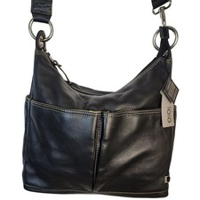 Oioi Black Leather Hobo Nappy/Diaper Bag Adjustable Strap Shoulder Bag NWT!