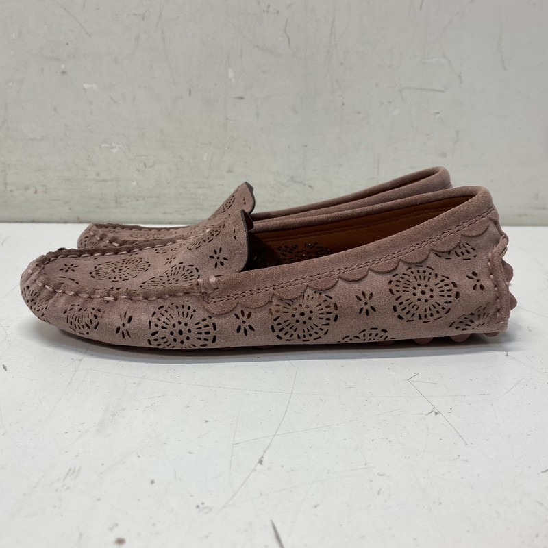 Coach Dusty Pink Laser Cut Floral Moccasin Loafers Women Size 6B