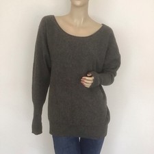 Athleta Heather Gray Sparkle Trim 100 Cashmere Oversized Pullover Sweater L