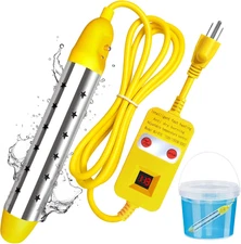 Immersion Water Heater 1500W, Portable Submersible Water Heater with Thermostat