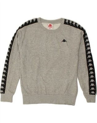 KAPPA Womens Graphic Sweatshirt Jumper UK 10 Small Grey Cotton MT11