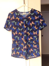 A Cute Butterfly Medical Scrub Top- Small