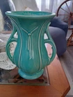 McCoy Aqua Green 8" Vase, Double Handled 1940's