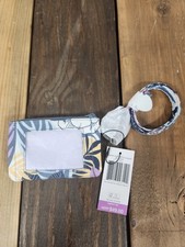 Vera Bradley Lighten Up Zip Id Case Lanyard Palm Floral Wallet Travel