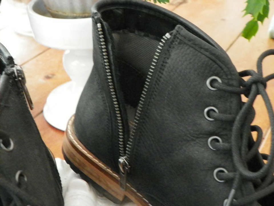 MEN's CREVO Black Leather Boots Size 11 Zipper & Laces eBay