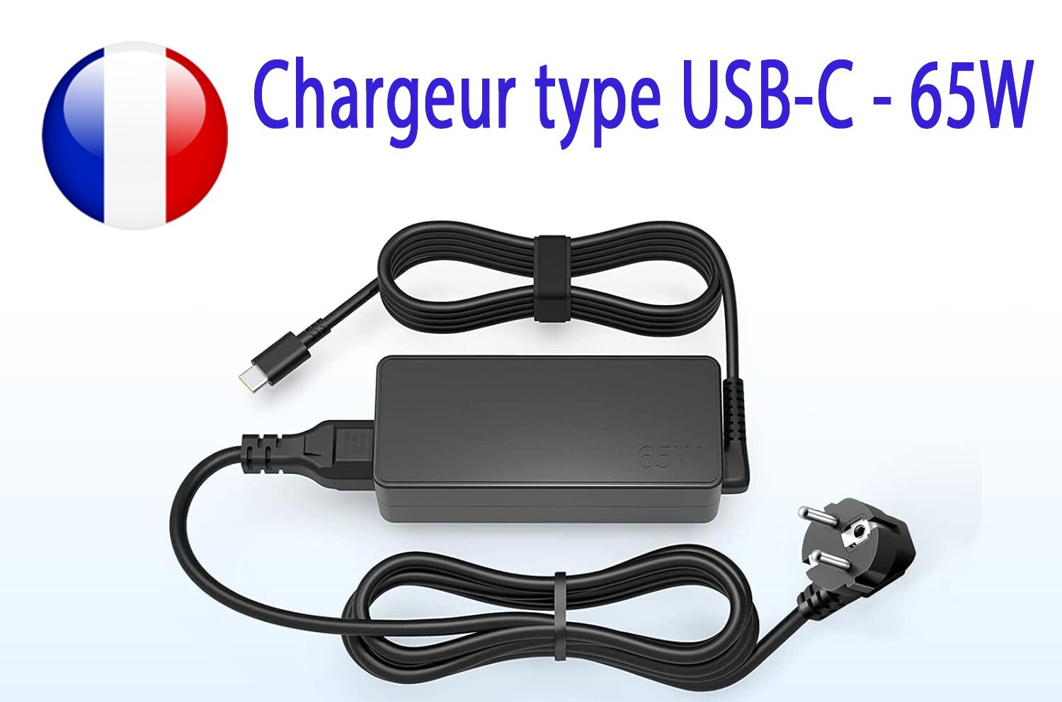 Chargeur d'alimentation 65W intelligent USB-C à détection automatique