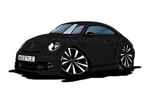 Black Vw Volkswagen Beetle Caricatura Auto Cartoon Stampa In Regalo Personalizzato Ebay