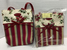2 Longaberger Holiday Gift Bags Holiday Stripe/Holiday Botanical - s2a