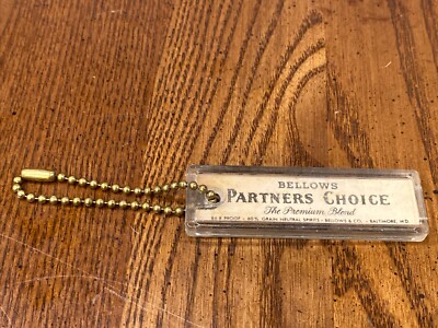 Vtg Bellows Partners Choice Premium Blend Whiskey Advertising Keychain Baltimore