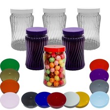 Spiral Plastic Sweet Jars Cute 450ml Screw Lid Storage Craft Wedding Party Candy
