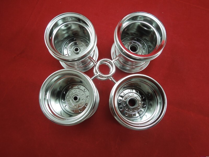 TAMIYA MIDNIGHT PUMPKIN METALLIC CHROME WHEELS F+R WHEEL SET RIMS