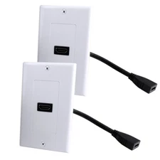 HDMI Wall Plate (1 Port) Built-In Flexible Hi-Speed HDMI Cable with 4K Video 2PC