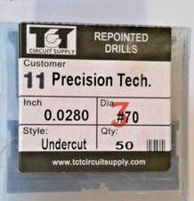 TCT REPOINTED DRILLS UCY 70 0.0280" DIA 0.433" FLUTE LOT OF 50 