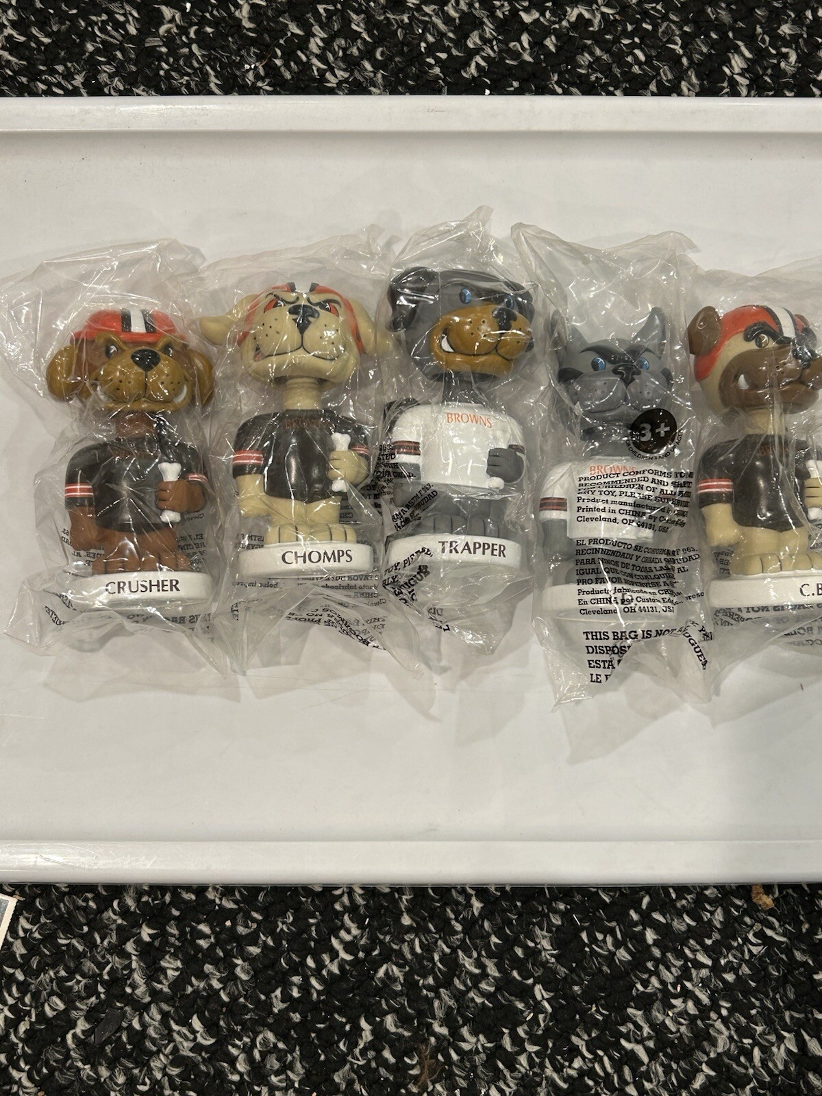 Cleveland Browns Dog Dawg Bobblehead SET 5 Chomps Crusher CB TD Trapper SEALED