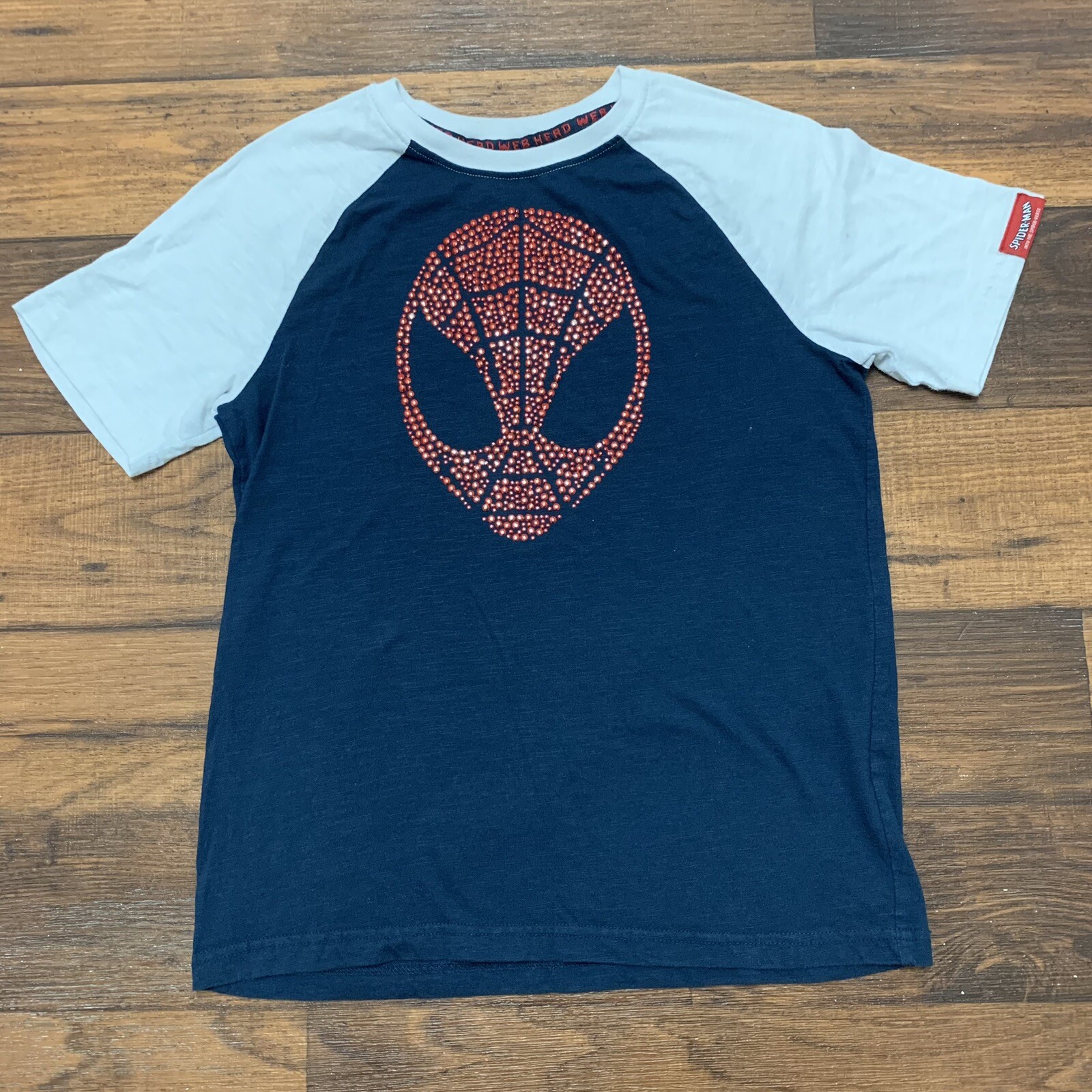 Marvel Spider-man Graphic TShirt Boys XL Blue Red White Size 14/16 Texture Head