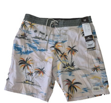 O'neill SwimTrunks Men 32 Palm Tree AOP Cruzers Above the Knee 19 Boardshort NEW