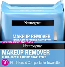 Neutrogena Cleansing Fragrance Free Makeup Remover Face Wipes Twin Pack, 2 x 25